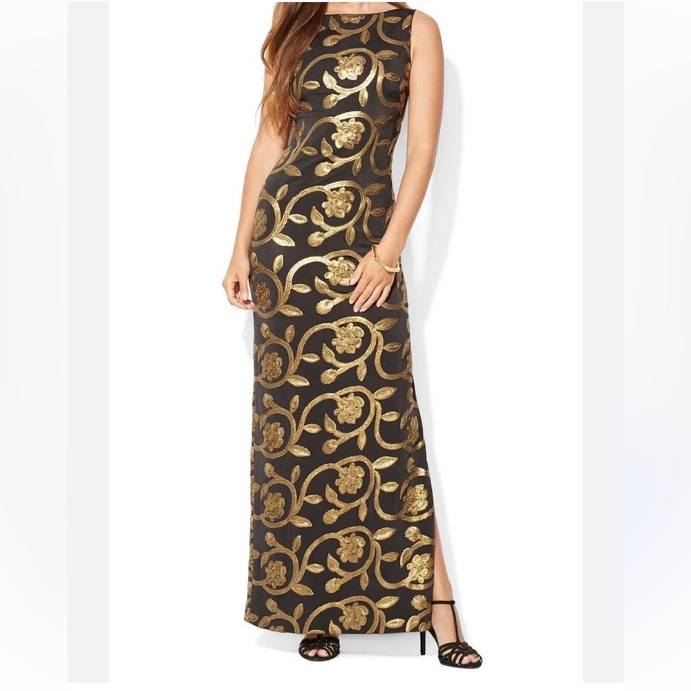 Ralph Lauren Black and Gold sequence dress